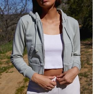 John Galt/Brandy Melville Crop Christy Hoodie Green